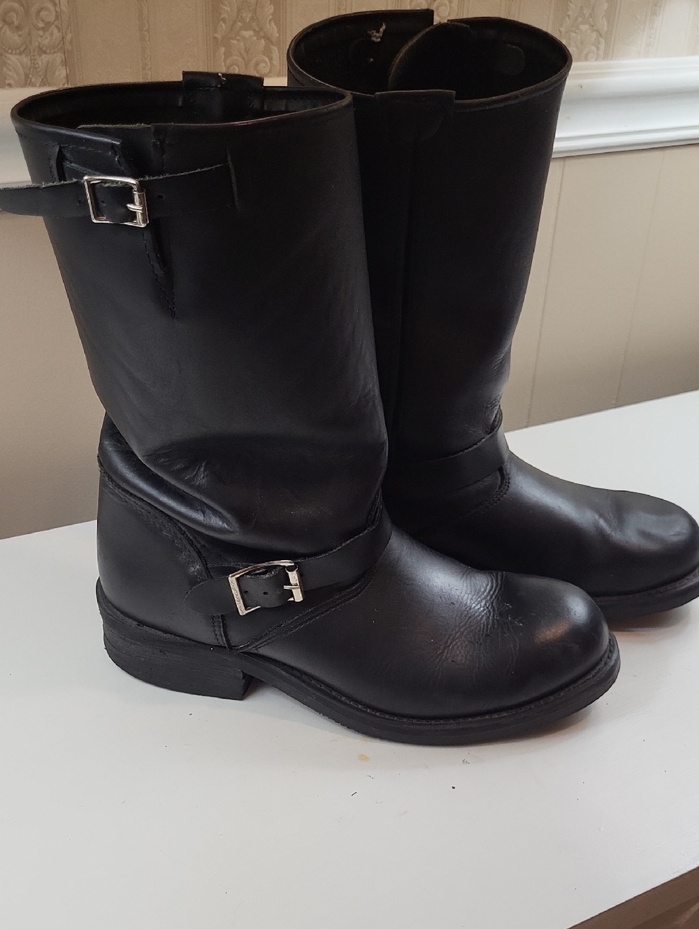 Double H Black Leather Men's Moto Engineer Boots